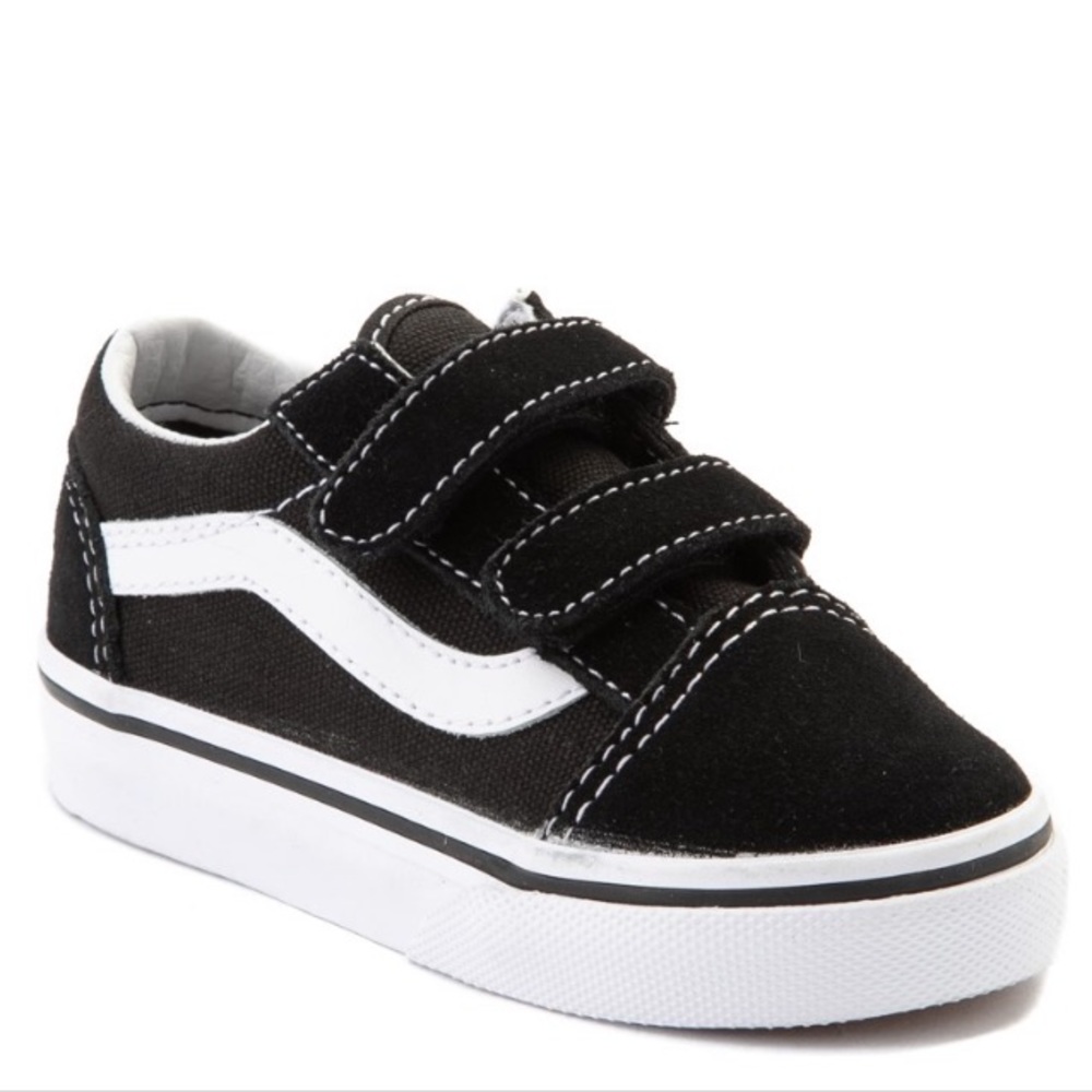 Vans black velcro toddler low tops